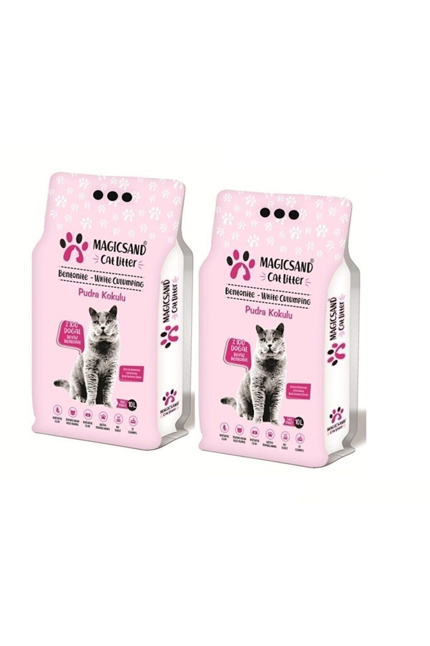 MagicSand  Bebe Pudralı Kedi Kumu 10 Lt * 2 Adet  KALIN TANELİ