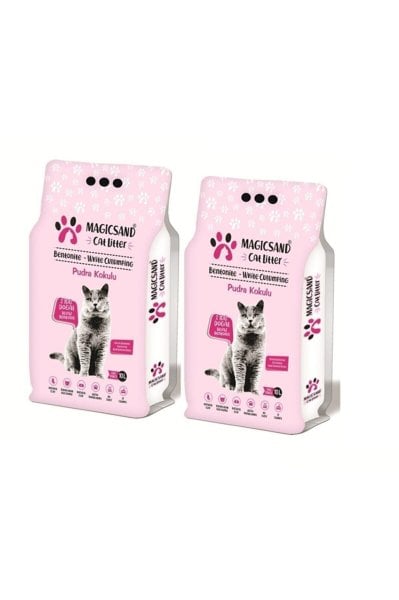 MagicSand  Bebe Pudralı Kedi Kumu 10 Lt * 2 Adet  KALIN TANELİ