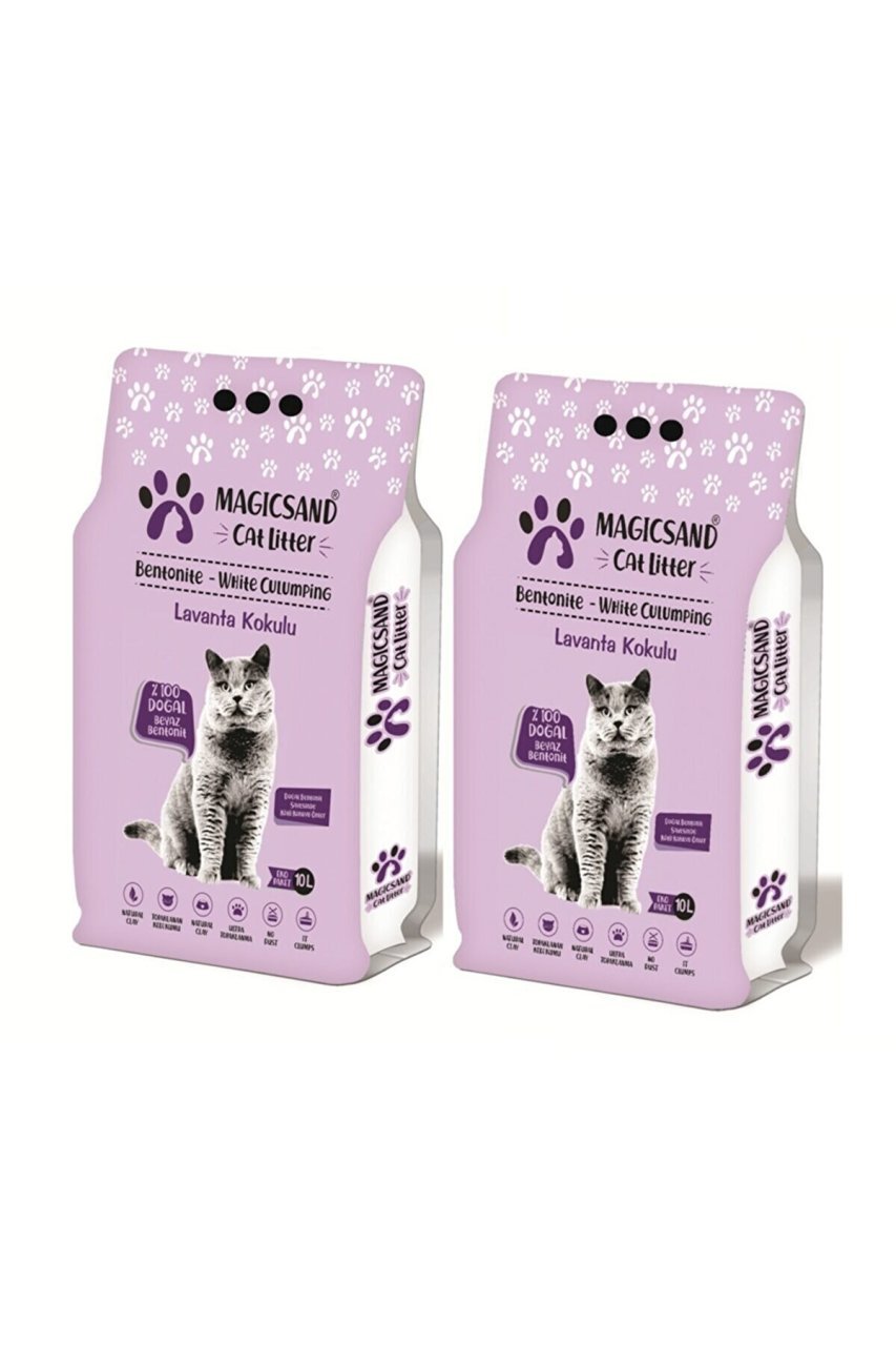 MagicSand  Lavanta Kokulu Kedi Kumu 10 Lt * 2 Adet KALIN TANELİ