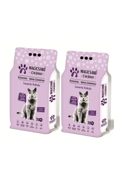 MagicSand  Lavanta Kokulu Kedi Kumu 10 Lt * 2 Adet KALIN TANELİ