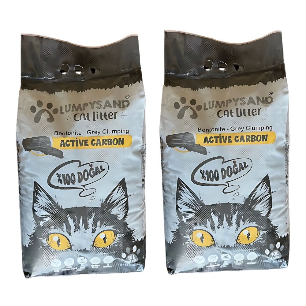 Lumpysand Aktif Karbonlu Ince Taneli Kedi Kumu 10 Lt X 2 Adet