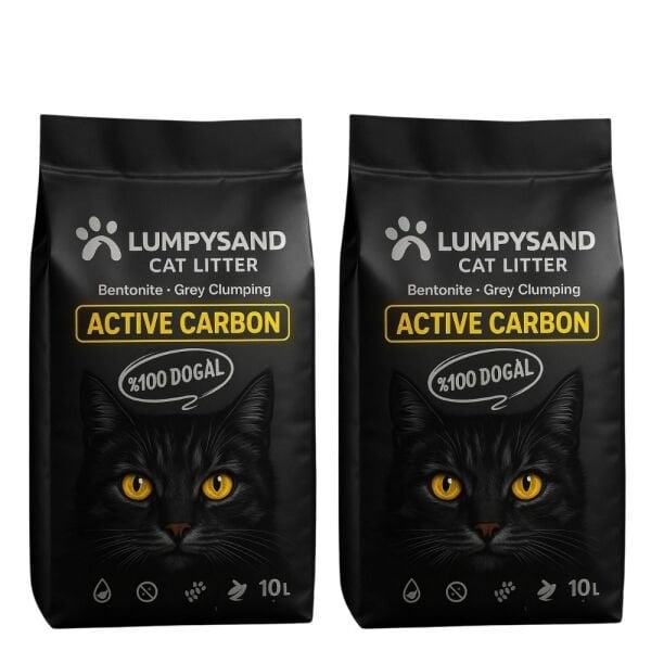Lumpysand Aktif Karbonlu Ince Taneli Kedi Kumu 10 Lt X 2 Adet