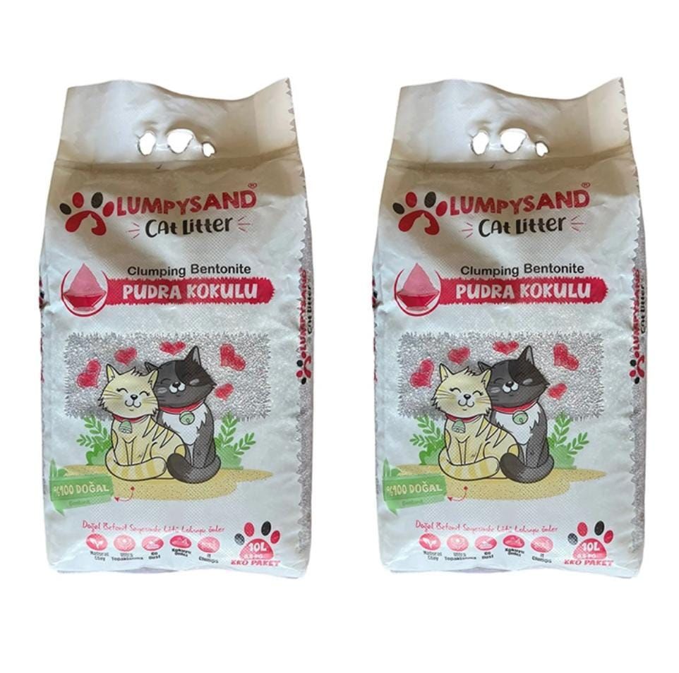 Lumpysand Grey White  Bebe Pudralı Ince Kedi Kumu 10 Lt X 2 Adet