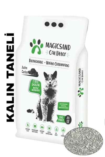 Magic Sand Cat Litter Active Carbon Kedi Kumu KALIN TANELİ 20 Lt/En iyi kedi kumu