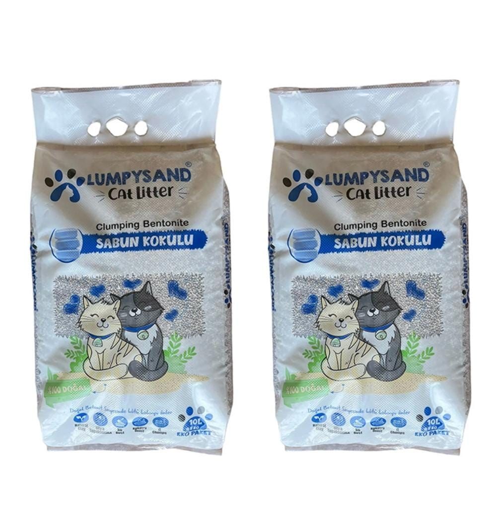 Lumpysand Grey White Sabun Kokulu İnce Taneli Kedi Kumu 10 Lt X 2 Adet