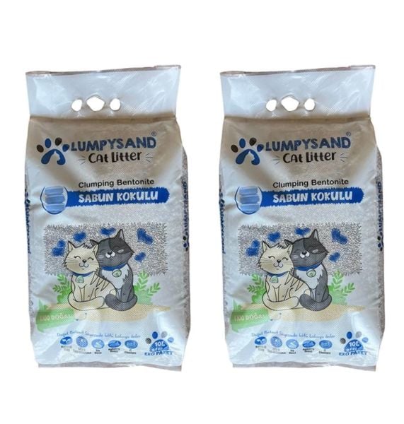Lumpysand Grey White Sabun Kokulu İnce Taneli Kedi Kumu 10 Lt X 2 Adet