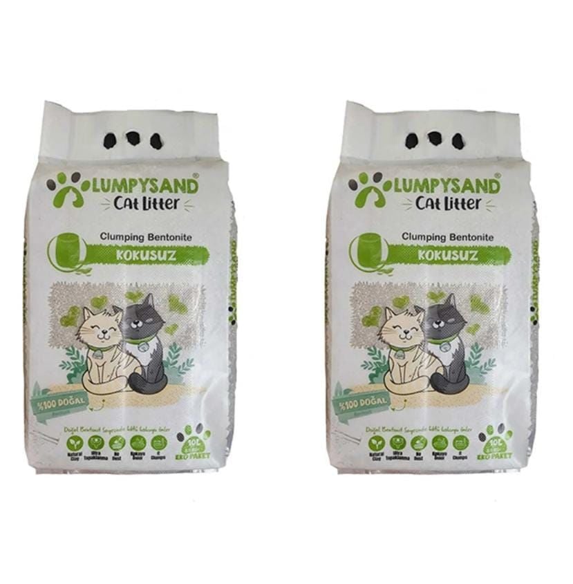 Lumpysand Kokusuz İnce Grey White Kedi Kumu 10 Lt X 2 Adet