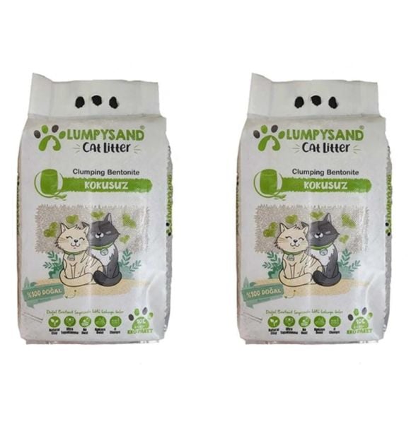 Lumpysand Kokusuz İnce Grey White Kedi Kumu 10 Lt X 2 Adet