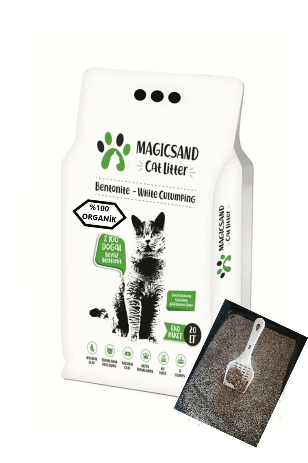 Magic Sand Yeni Nesil Organik Ekstra Topaklanan Ekonomik Boy Doğal Kedi Kumu