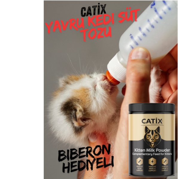 CATİX Anne Sütü Destekli Yavru Kedi Süt Tozu Biberon Hediyeli 200 gr