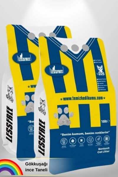Less Free Cat Litter Gökkuşağı 10 Lt x 2 Adet (SARI LACİVERT)