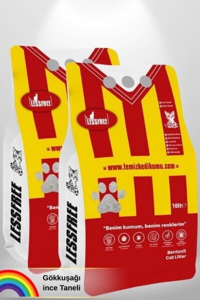 Less Free Cat Litter Gökkuşağı 10 Lt x 2 Adet (SARI KIRMIZI)