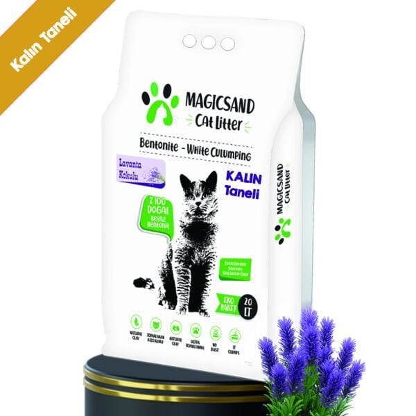 Magicsand Cat Litter Lavanta kokulu Kedi Kumu 20 lt KALIN TANELİ