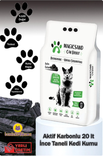 Magicsand Cat Litter Active Carbon Kedi Kumu 20 lt  İNCE TANELİ/en iyi kedi kumu