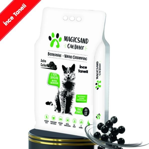 Magicsand Aktif Karbonlu İnce Taneli 20 lt Bentonit Kedi Kumu
