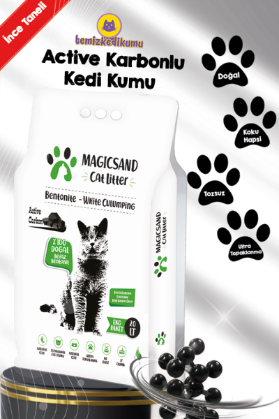 Magicsand Cat Litter Active Carbon Kedi Kumu 20 lt  İNCE TANELİ