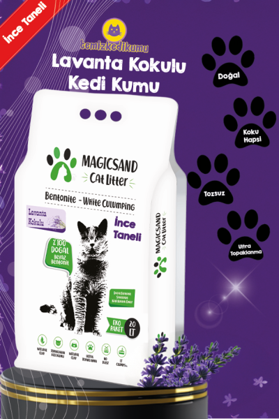 Magicsand Cat Litter Lavanta kokulu Kedi Kumu 20 lt İnce Taneli