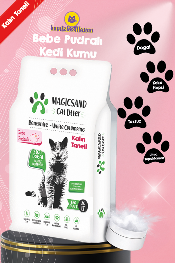 Magicsand Cat Litter Bebe Pudralı Kedi Kumu 20 lt KALIN TANELİ