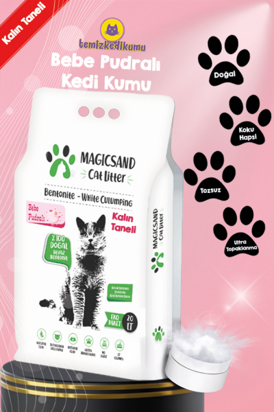 Magicsand Cat Litter Bebe Pudralı Kedi Kumu 20 lt KALIN TANELİ