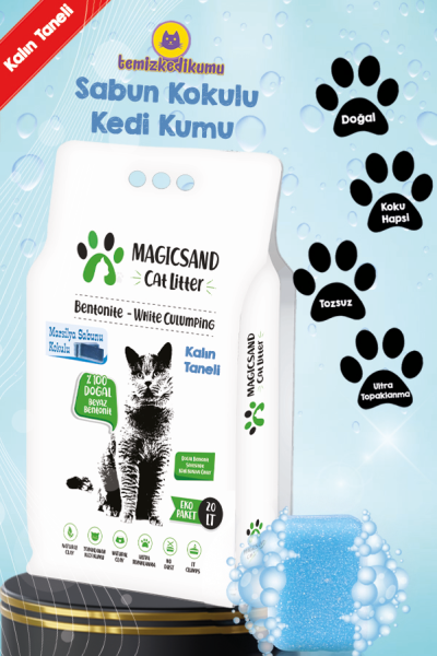 Magicsand Marsilya Sabun kokulu Kedi Kumu 20 lt KALIN TANELİ