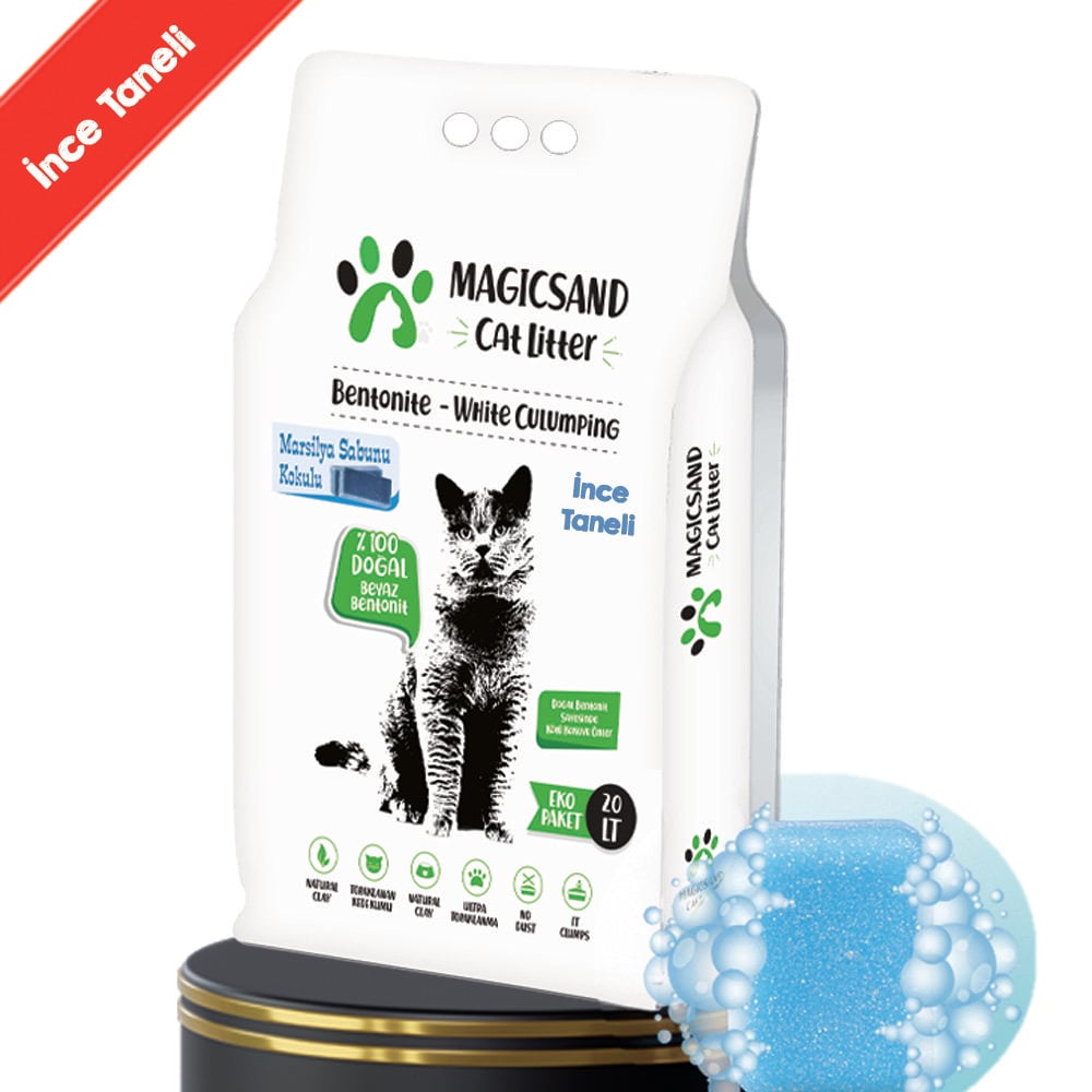 Magicsand Marsilya Sabun kokulu Kedi Kumu 20 lt  İnce Taneli