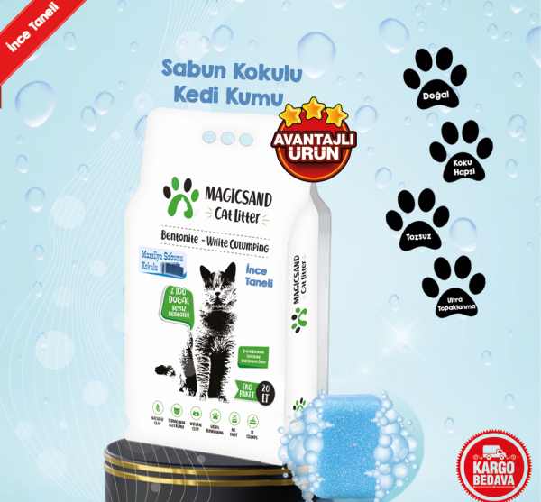 Magicsand Marsilya Sabun kokulu Kedi Kumu 20 lt  İnce Taneli