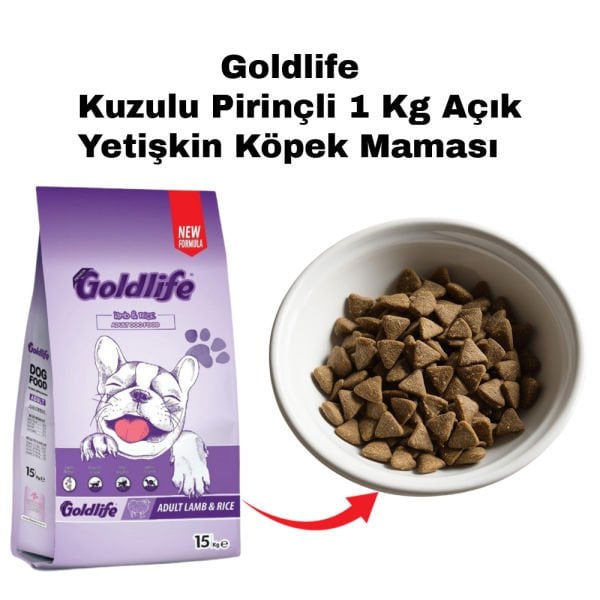 Goldlife Kuzulu Pirinçli 1 Kg Açık Yetişkin Köpek Maması